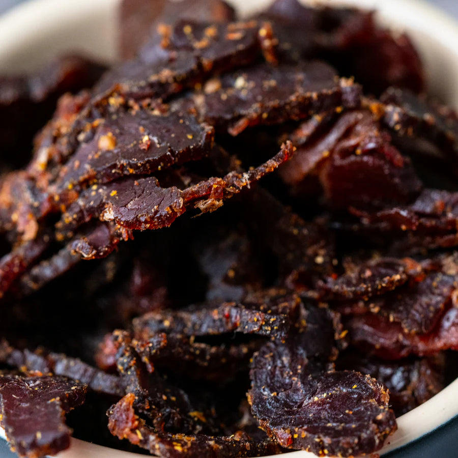 A bowl of sliced biltong