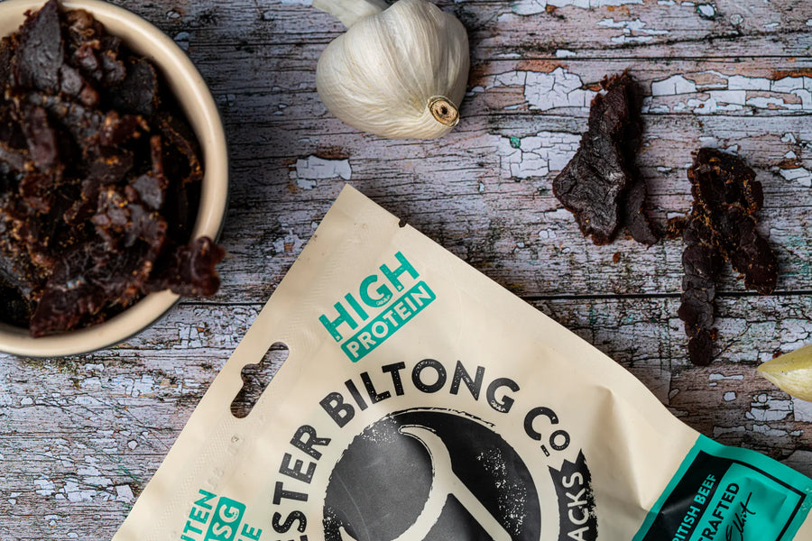 Gloucester Biltong bags in Traditional, Garlic, Naga Chilli and Piri Piri